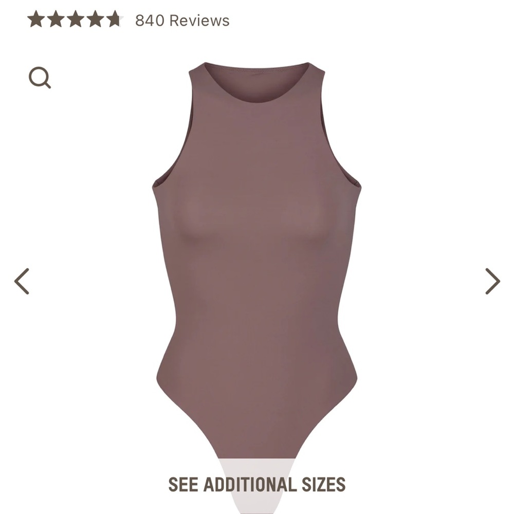 Skims high neck bodysuit in the color umber